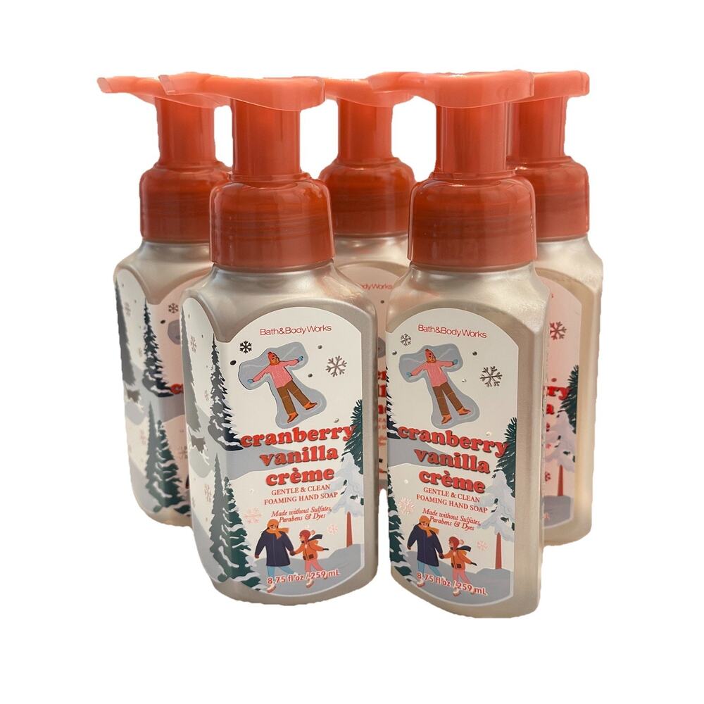 5 X Bath & Body Works Cranberry Vanilla Creme Gentle Foaming Hand Soap 8.75 floz